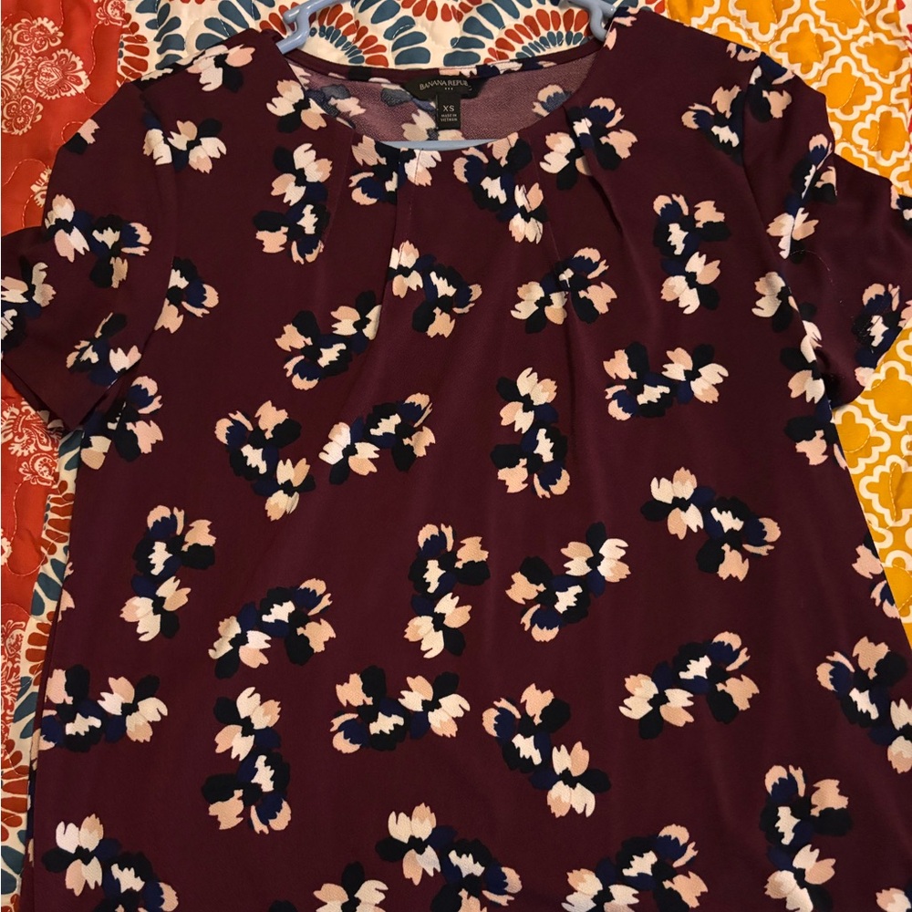 Banana Republic Purple Floral Blouse